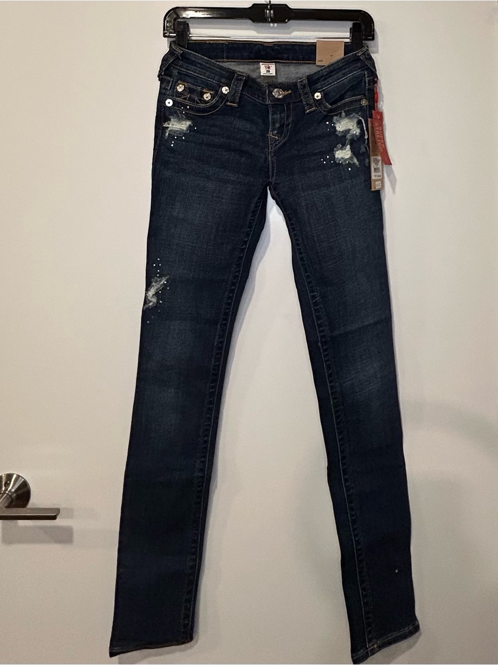 True Religion Stella Destroy Crystal Embellished Jeans Size 26